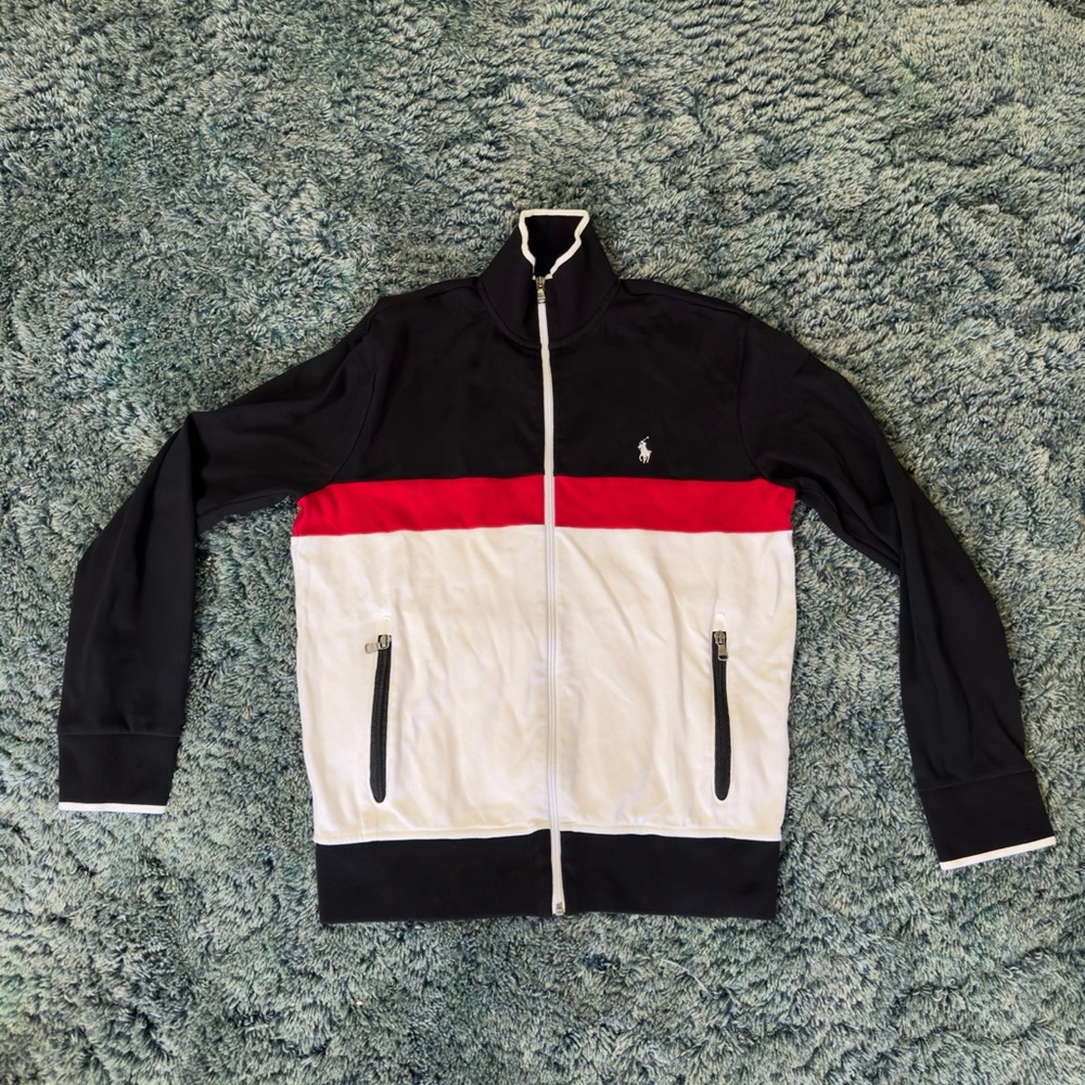 Men Rare Polo Ralph Lauren Small Track Fleece Zip Jacket